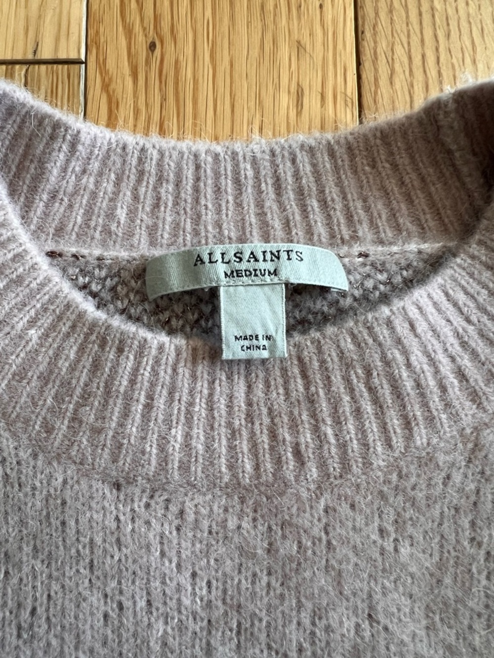 AllSaints Womens Pink Star Jumper Sweater Wool Blend Metallic Oversized Size M - Picture 3 of 9